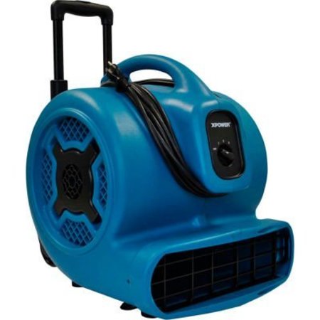 XPOWER MANUFACURE XPOWER Stackable Air Mover With Telescopic Handle & Wheels, 3 Speed, 1 HP, 3600 CFM X-830H